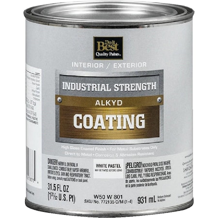 All-Source Pastel Base Alkyd Industrial Coating, White, 1 Qt. W50W00801-44